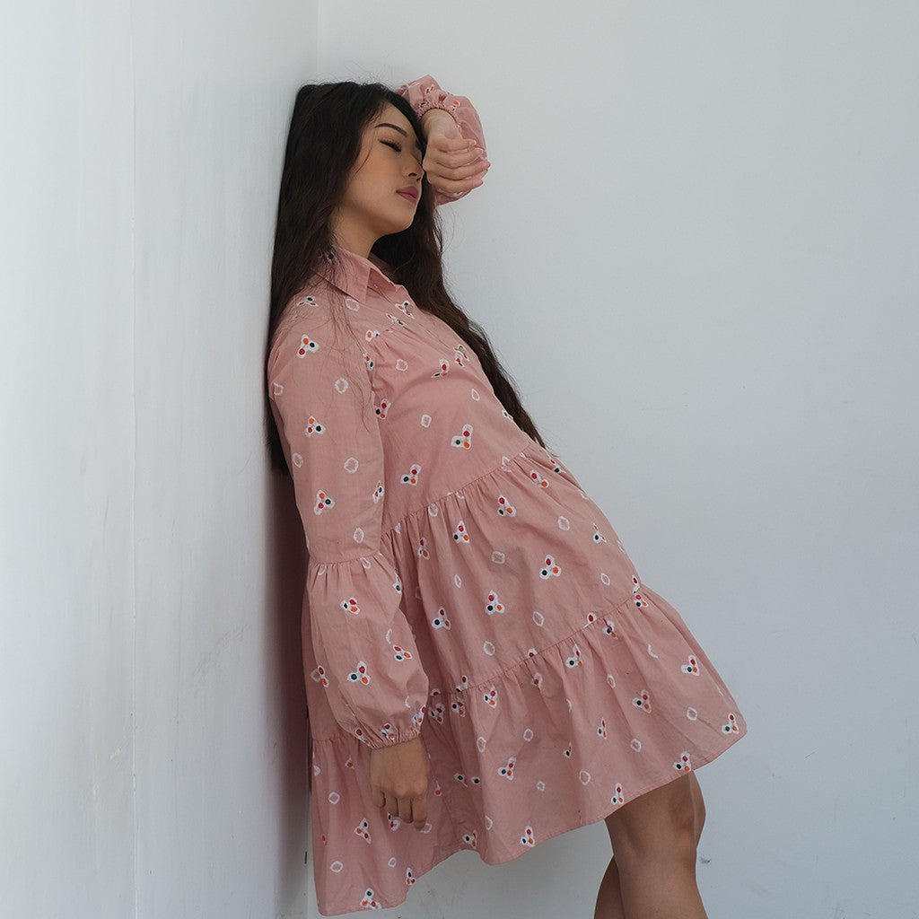 Kichi Batik Shirtdress Jumputan Coklat Muda Kaluna