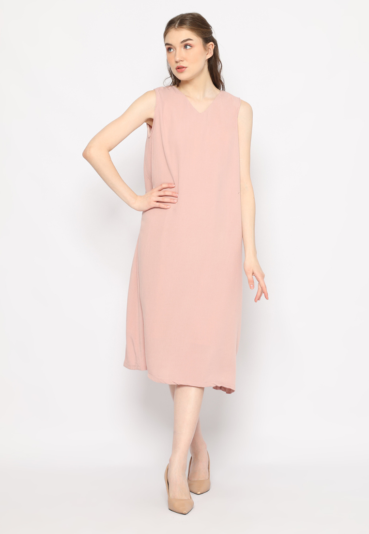Agnia Dress Shawl Jumputan Pink