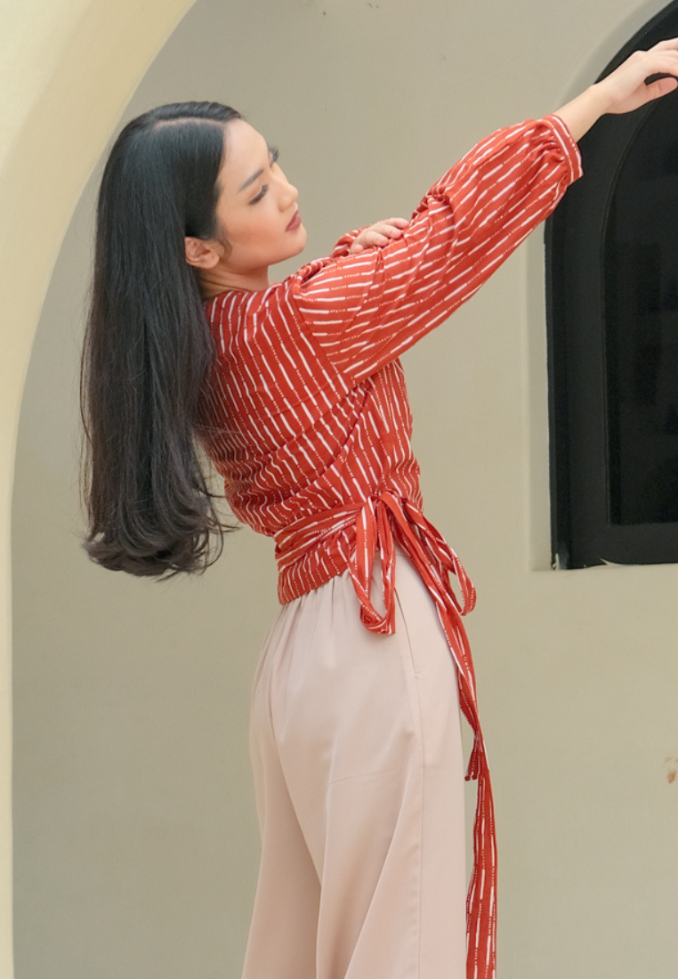 Alisha Wrap Blouse Hujan Brick