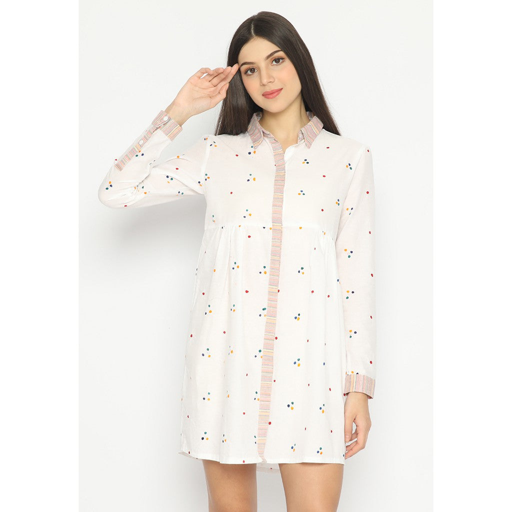 Kichi Batik Shirtdress Jumputan Putih Kansa