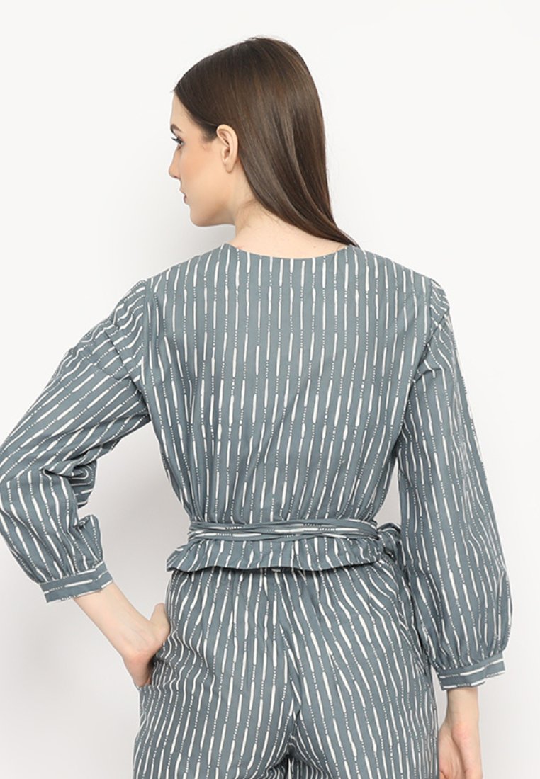 Alisha Wrap Blouse Hujan Grey