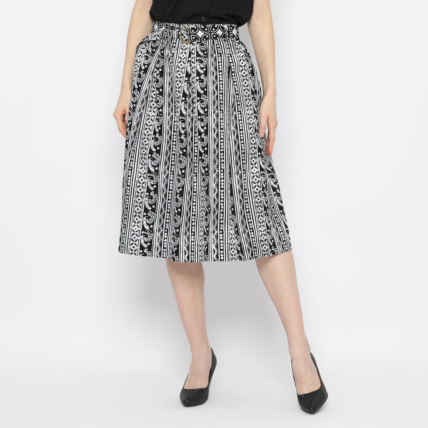 Gita Midi Skirt Monokrom [Furing]