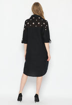Kemeja Shirtdress dengan Shawl Jumputan Naila