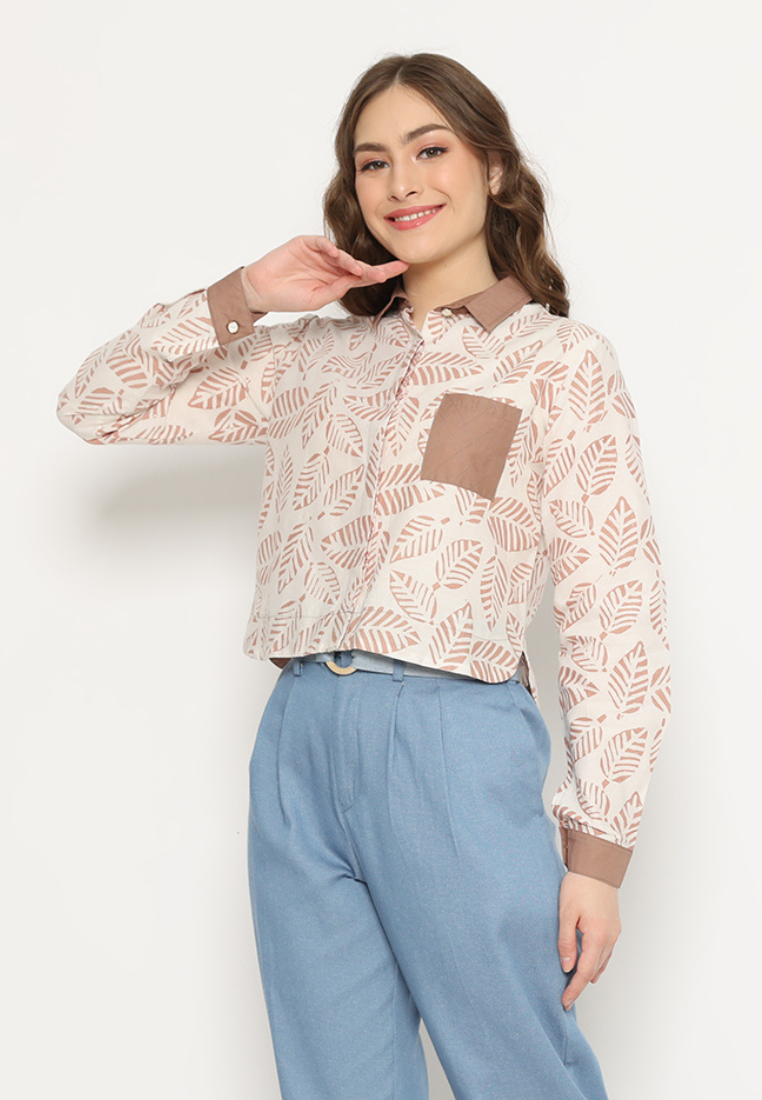 Rafifa Crop Shirt Khaki
