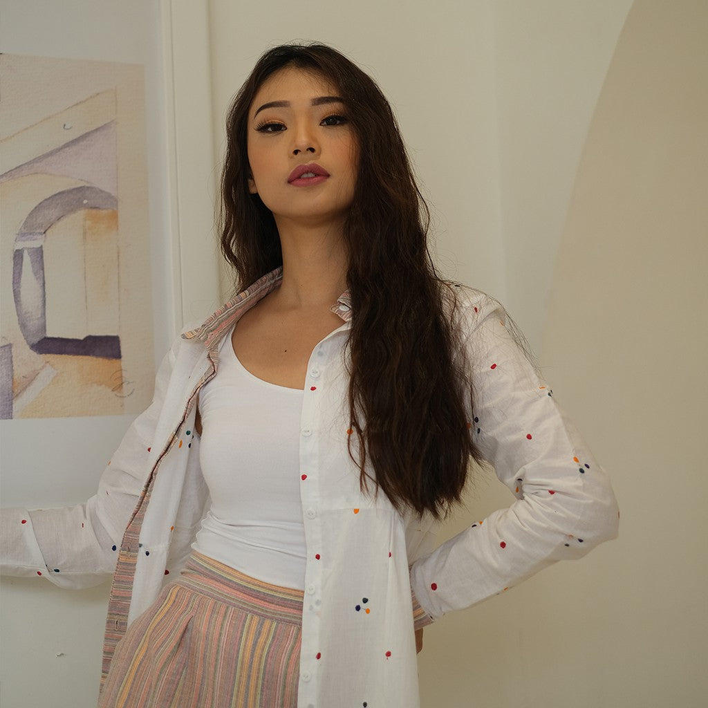 Kichi Batik Shirtdress Jumputan Putih Kansa