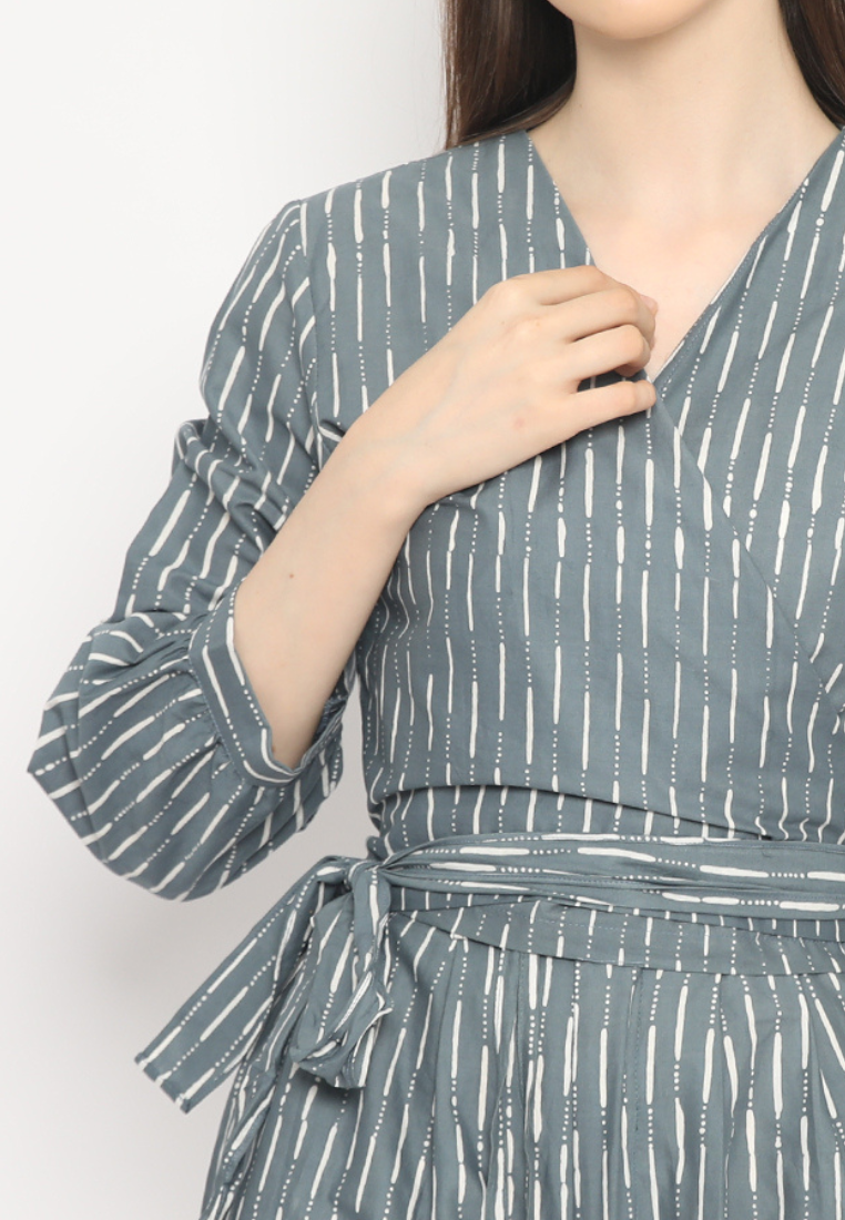 Alisha Wrap Blouse Hujan Grey