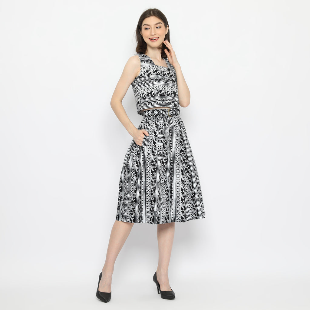 Gita Midi Skirt Monokrom [Furing]