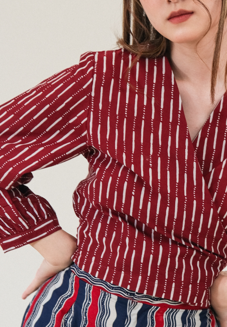 Alisha Wrap Blouse Hujan Red