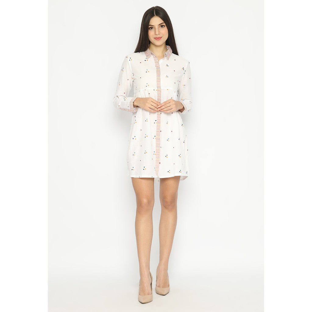 Kichi Batik Shirtdress Jumputan Putih Kansa