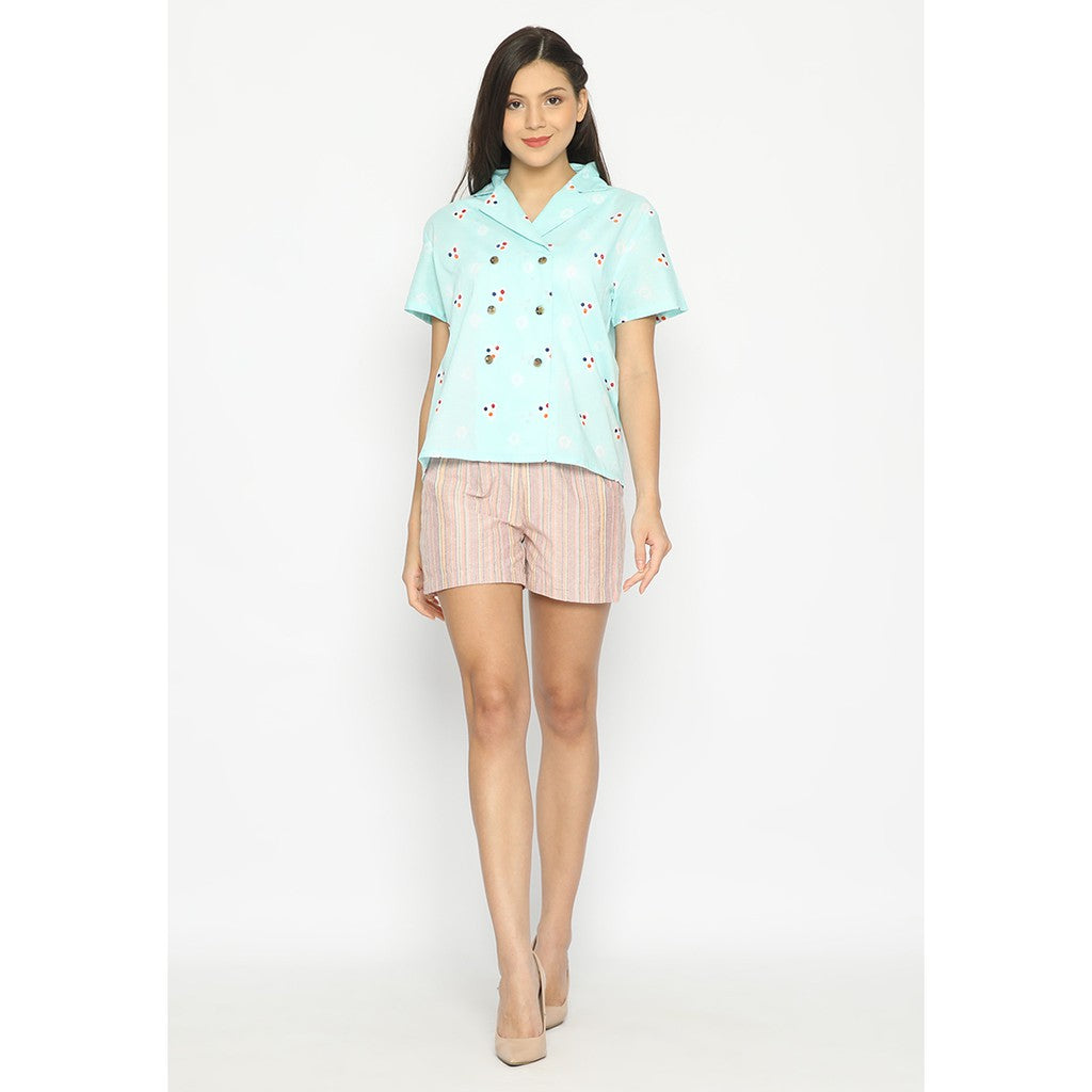 Kichi Batik Kemeja Jumputan Mint Nismara