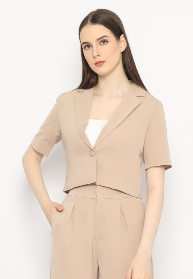 Vio Blazer Tangan Pendek Sand