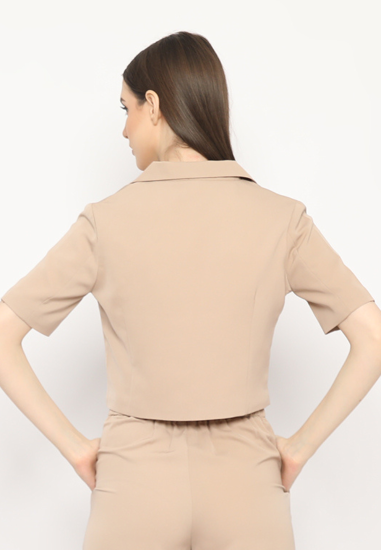 Vio Blazer Tangan Pendek Sand