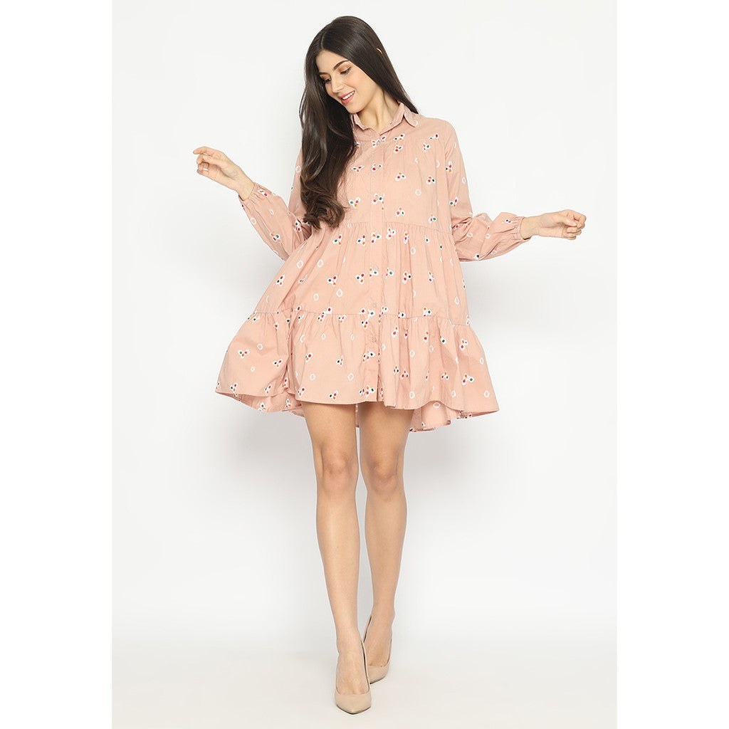 Kichi Batik Shirtdress Jumputan Coklat Muda Kaluna