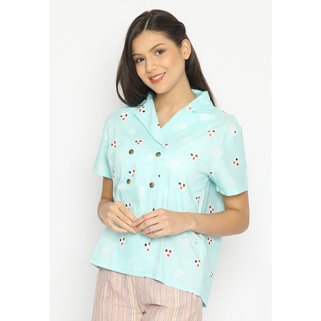 Kichi Batik Kemeja Jumputan Mint Nismara