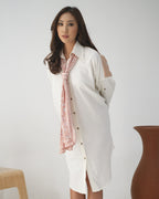 Kemeja Shirtdress dengan Shawl Jumputan Naila