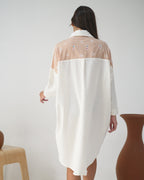 Kemeja Shirtdress dengan Shawl Jumputan Naila