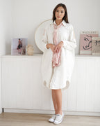 Kemeja Shirtdress dengan Shawl Jumputan Naila