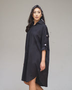 Kemeja Shirtdress dengan Shawl Jumputan Naila