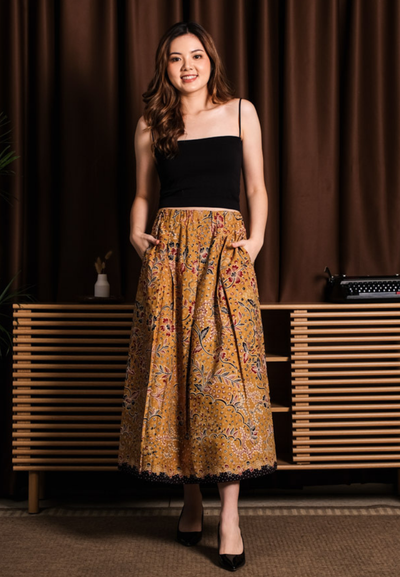 Gita Maxi Skirt  Dot Mustard