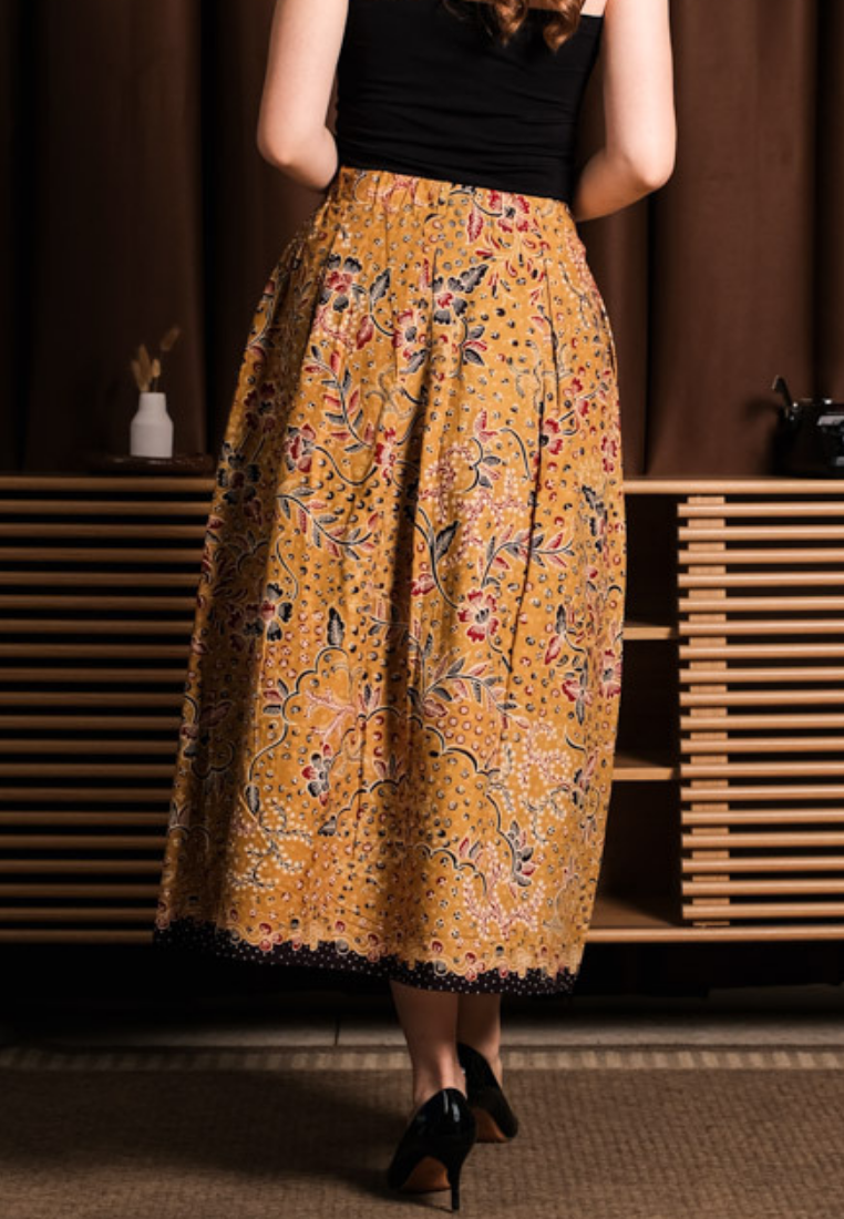 Gita Maxi Skirt  Dot Mustard