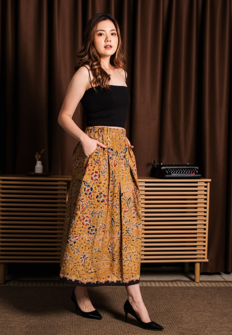 Gita Maxi Skirt  Dot Mustard