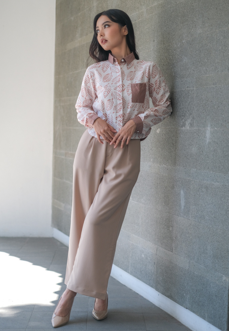Rafifa Crop Shirt Khaki