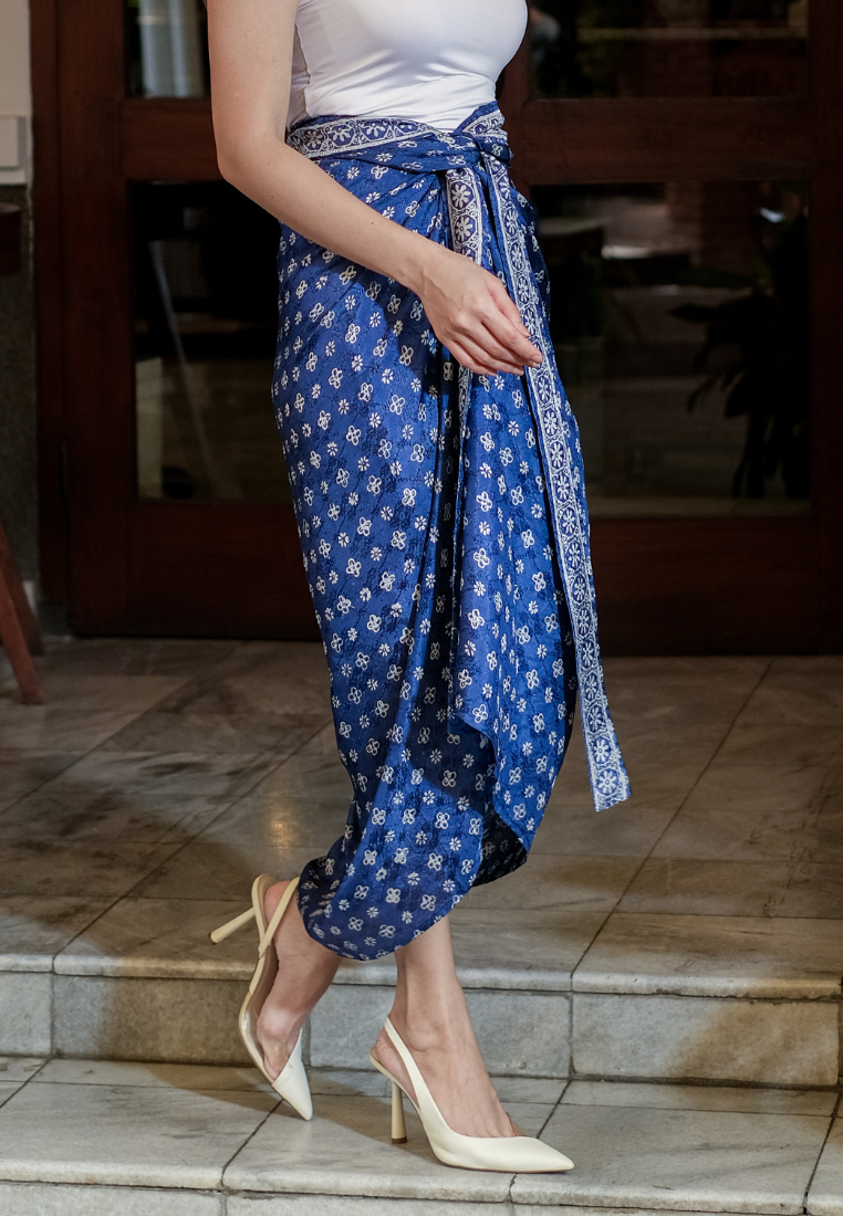 Risya Wrap Skirt Blue Black