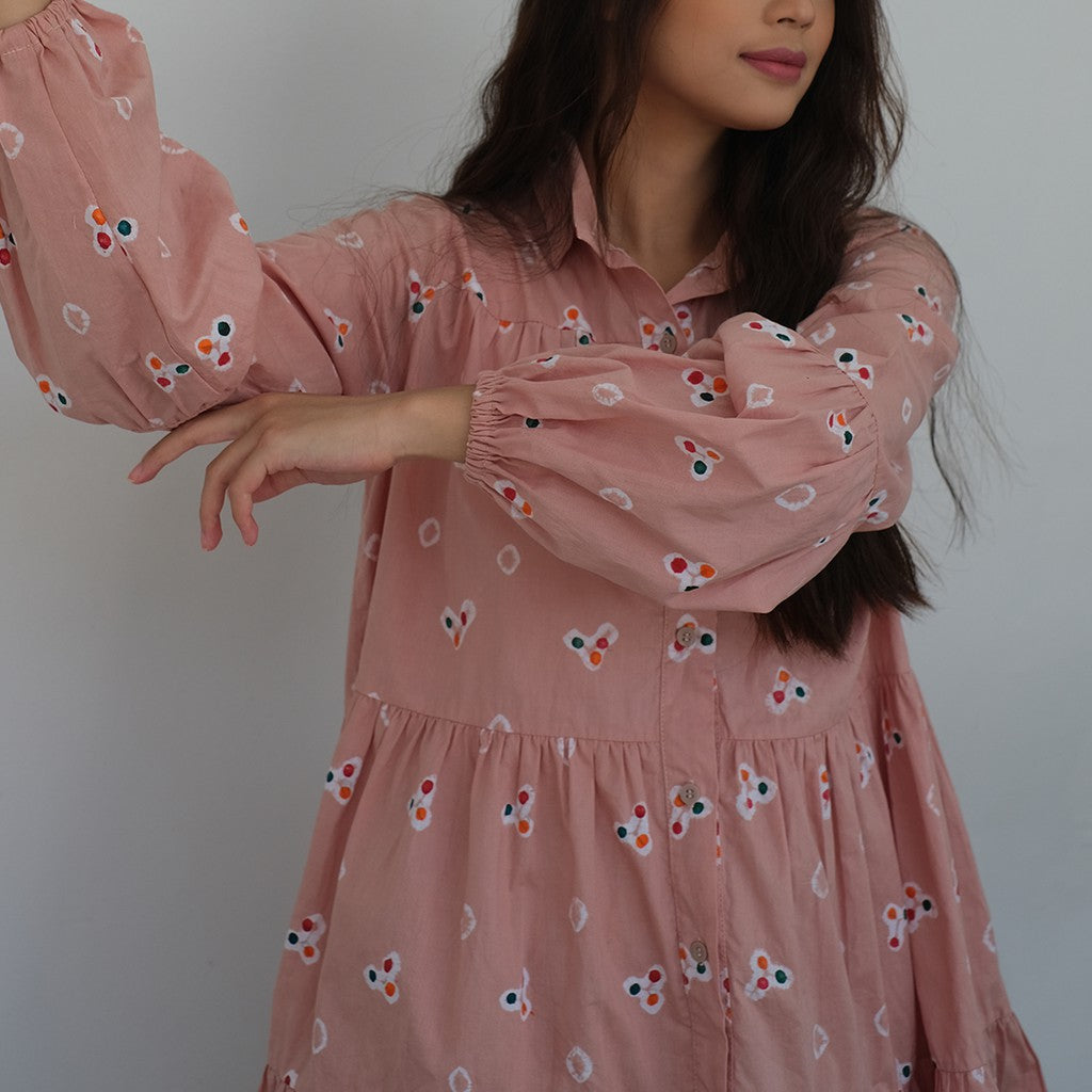 Kichi Batik Shirtdress Jumputan Coklat Muda Kaluna