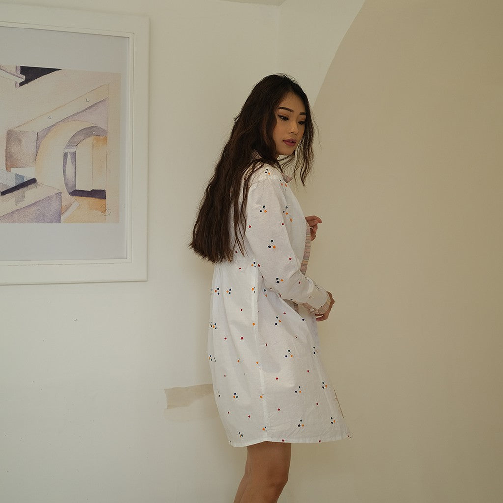Kichi Batik Shirtdress Jumputan Putih Kansa