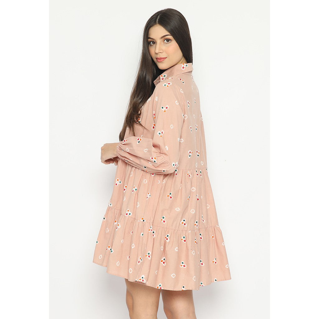 Kichi Batik Shirtdress Jumputan Coklat Muda Kaluna