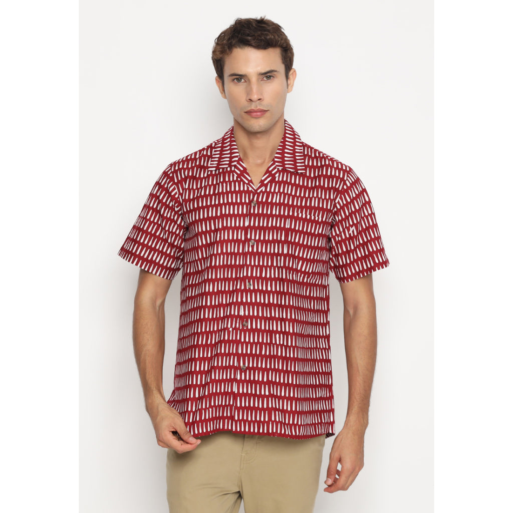 Kichi Batik Kemeja Batik Pria Catra Gigi Red