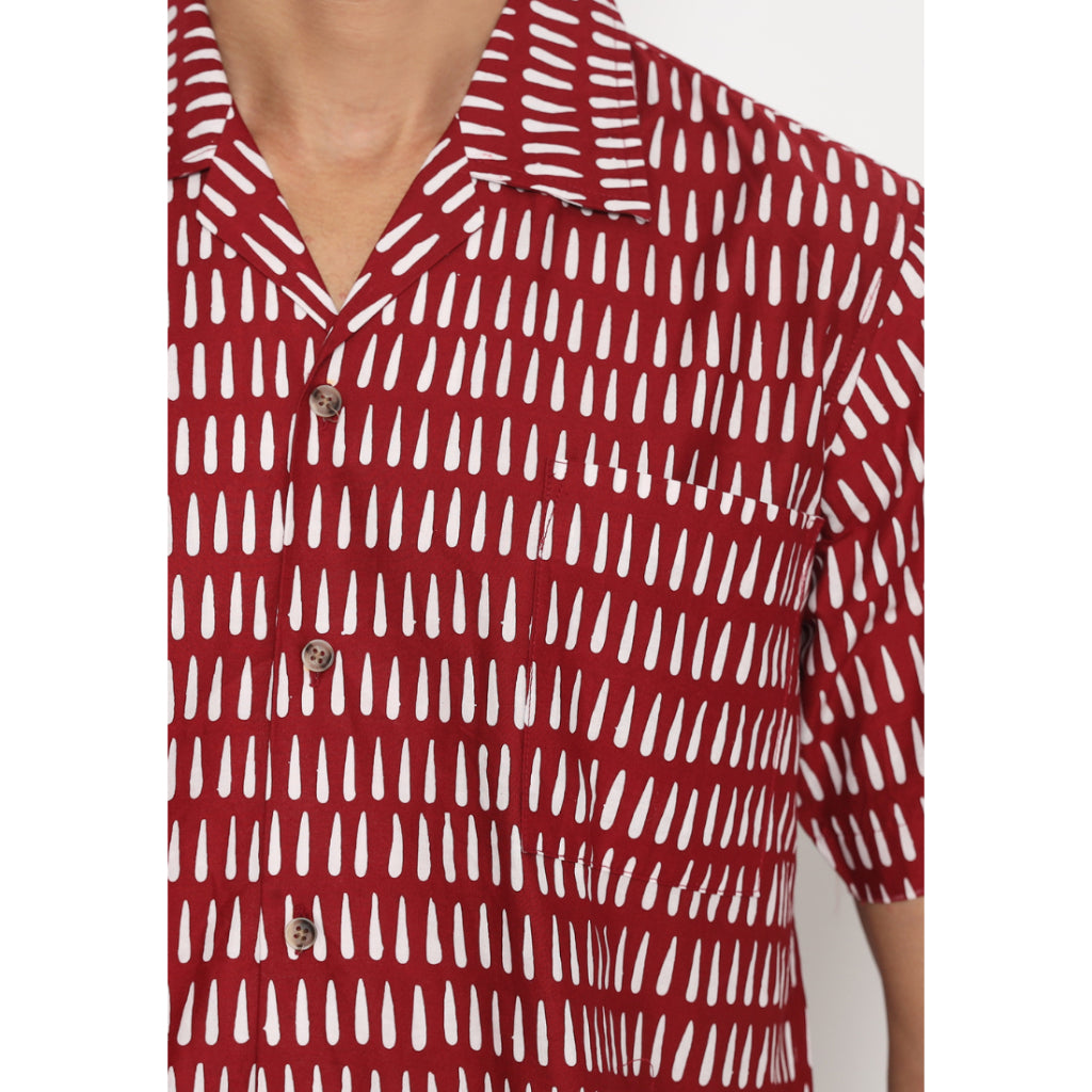 Kichi Batik Kemeja Batik Pria Catra Gigi Red