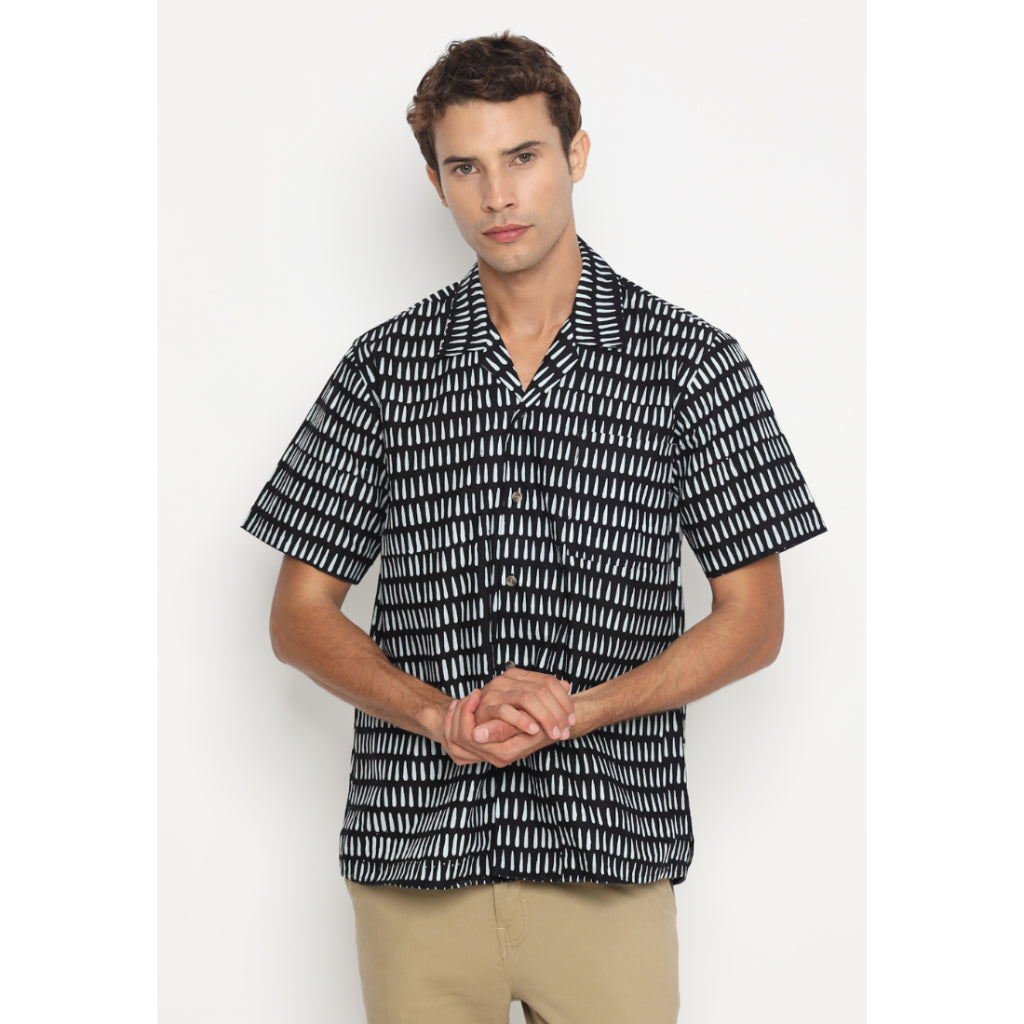 Kichi Batik Kemeja Batik Pria Catra Gigi Black