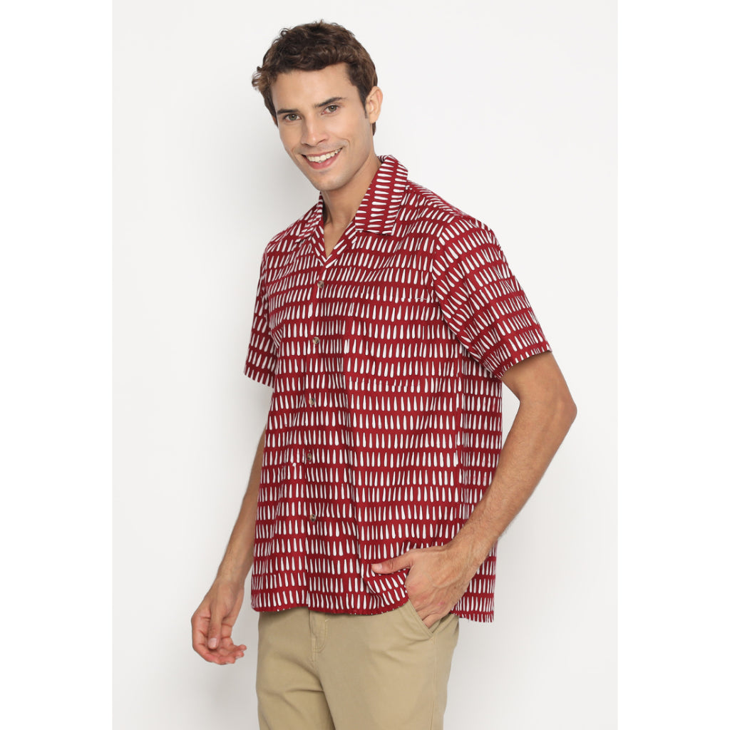 Kichi Batik Kemeja Batik Pria Catra Gigi Red