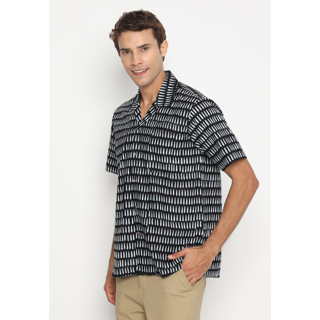 Kichi Batik Kemeja Batik Pria Catra Gigi Black