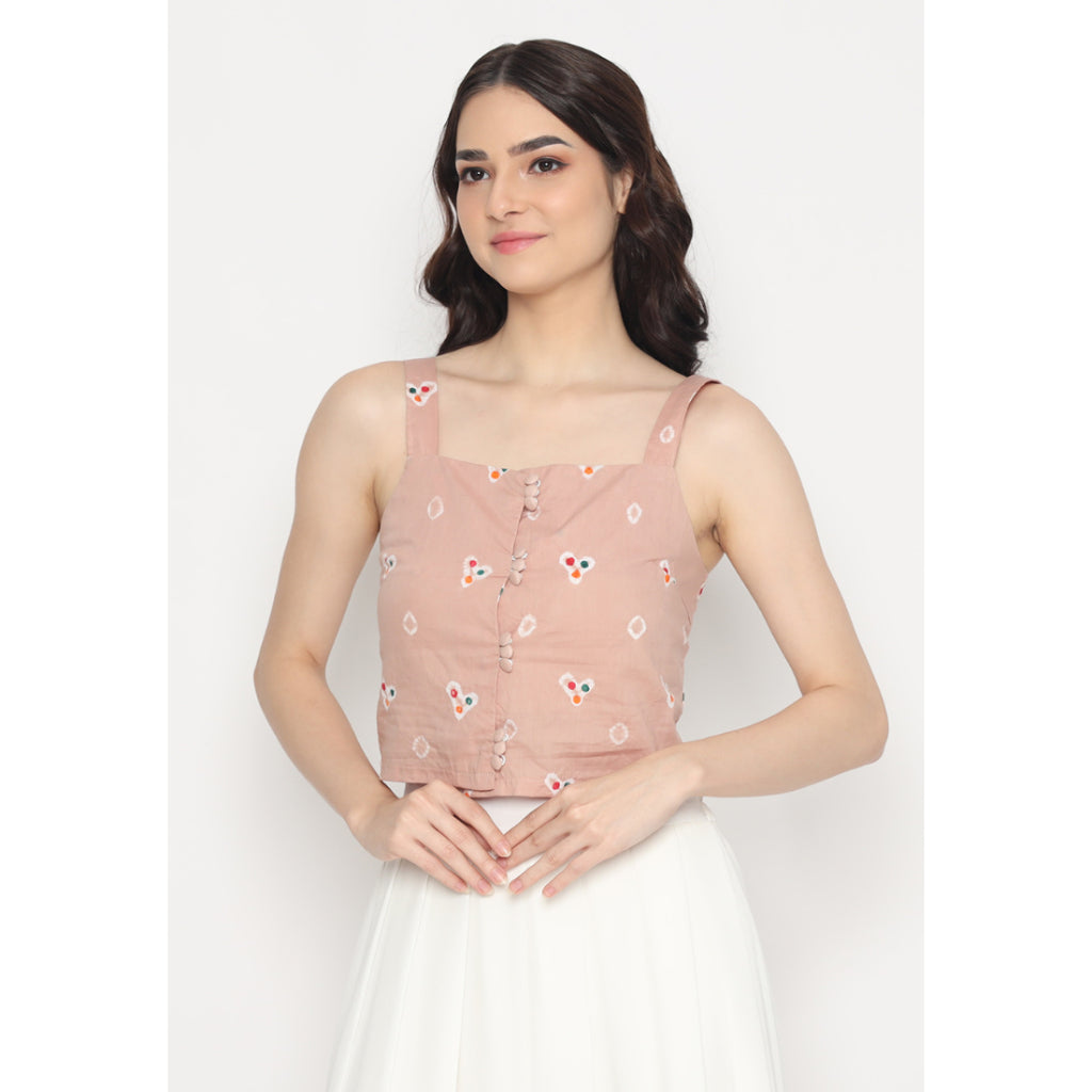 Mayang Tank Jumputan Beige